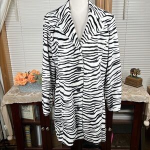 John Caruana Zebra Faux Fur Jacket Size XL